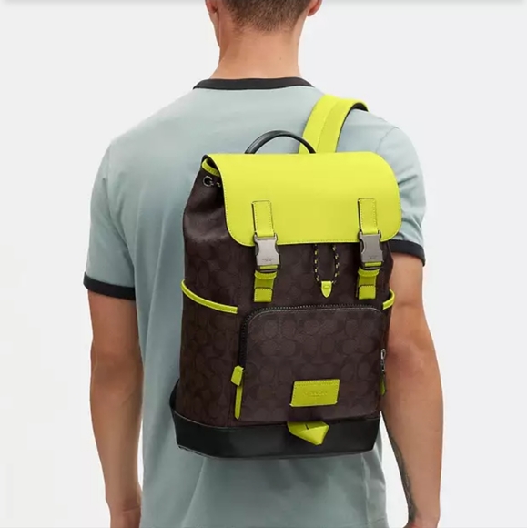 New! Track Backpack In Colorblock Signature Canvas (Only 1 Left!) - Picture 1 of 5